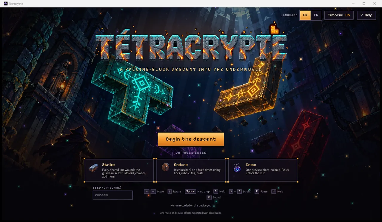 L'écran titre dans la fenêtre Windows de Tetracrypte.exe